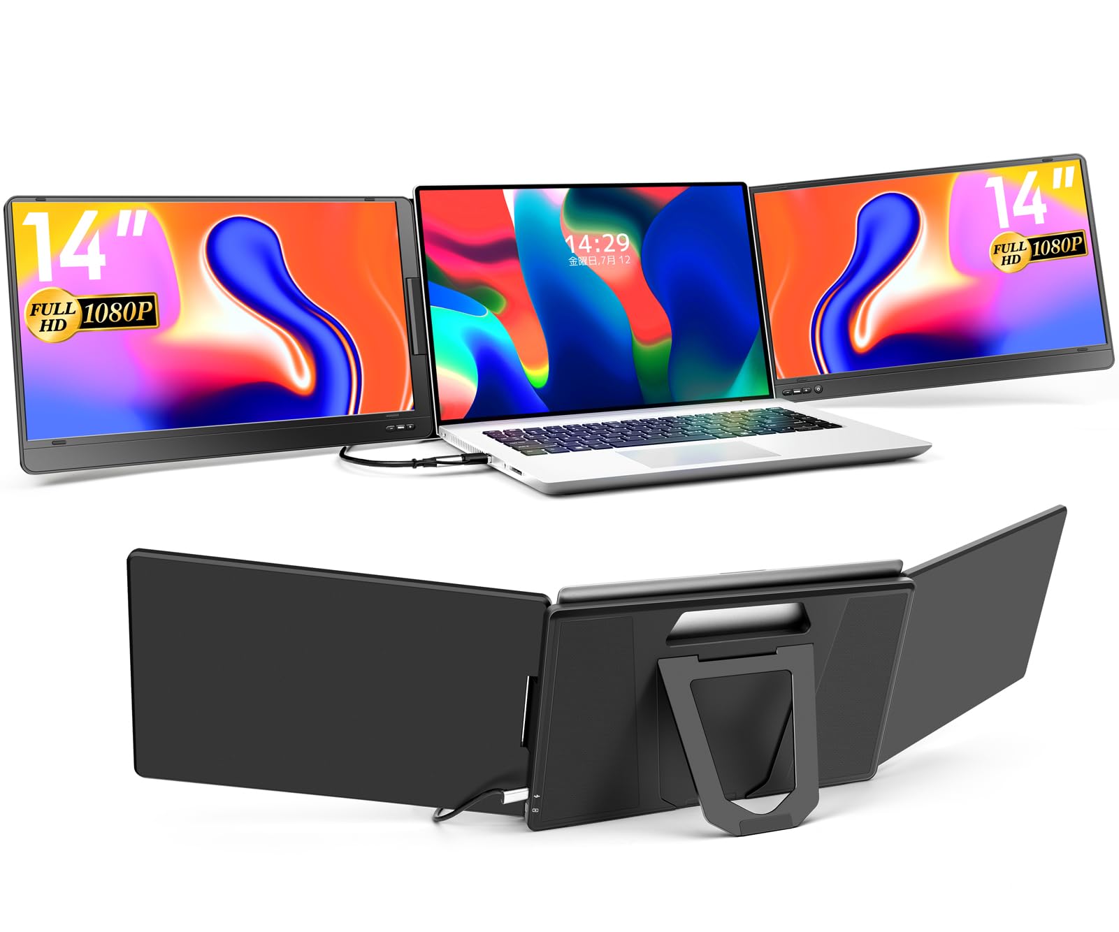 Amazon.co.jp: KOGODA トリプルモニター 14インチ モバイルデュアル