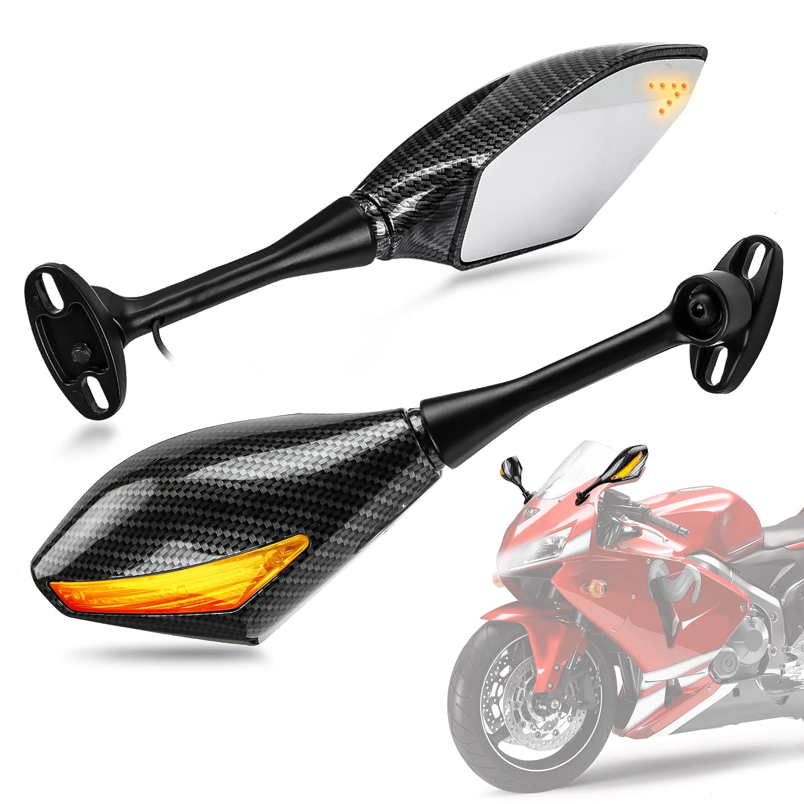 Amazon | バイク汎用 ミラー ウインカー機能付き 左右セット 軽量