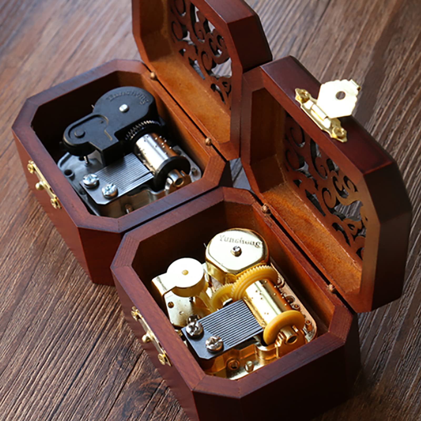 Amazon | オルゴール レトロ ミュージックボックス 木製 機械式