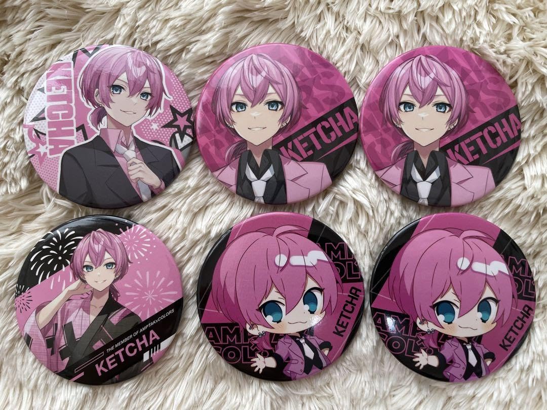 AMPTAKxCOLORS けちゃくん 缶バッジ 武道館 虹 デフォ AMPTAK けちゃ缶