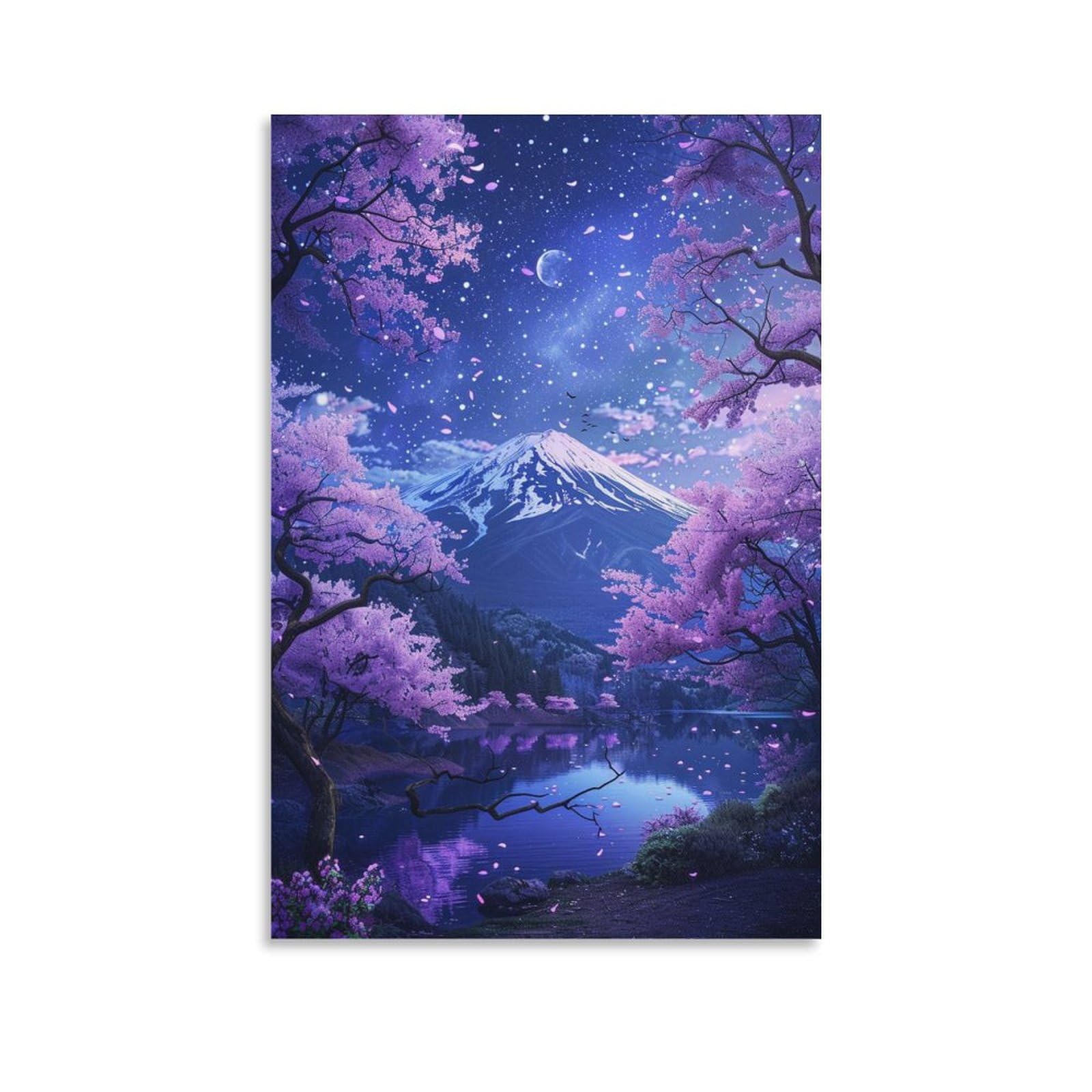 Amazon.co.jp: 絵画 富士山の夜桜が美しい景色インテリア 絵画 魅力的