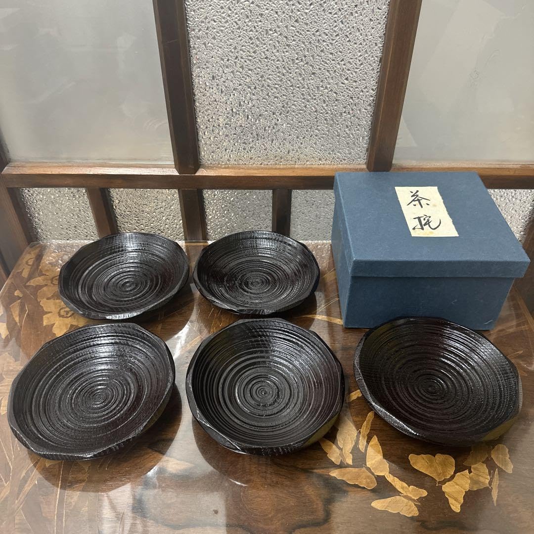 村瀬治兵衛 独楽 茶托 5客 村瀬治兵衛 独楽 茶托 5客 村瀬治兵衛 独楽