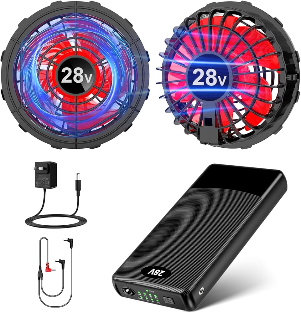 ファンバッテリーセット【2024業界超強28V】 暴風ファン 30000mAh