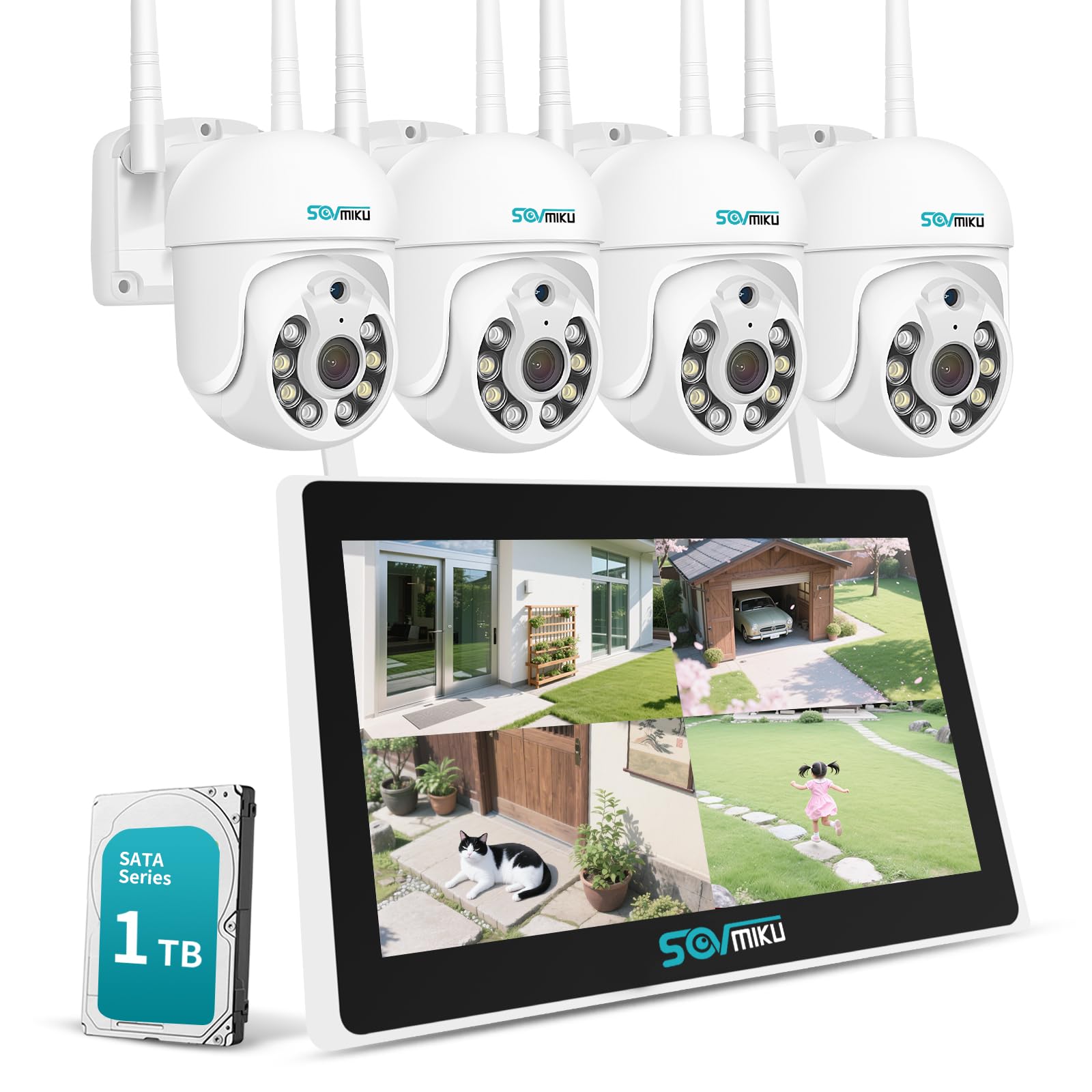 Amazon.co.jp: Sovmiku 10インチモニタ一体型NVR 500万画素ワイヤレス