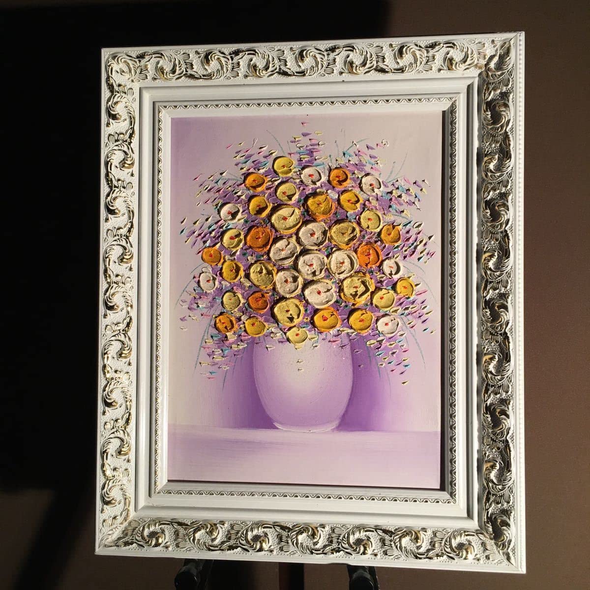 油彩画 花瓶に生けた花 楽天市場】手描き 油絵 額入り油彩画 コスモス