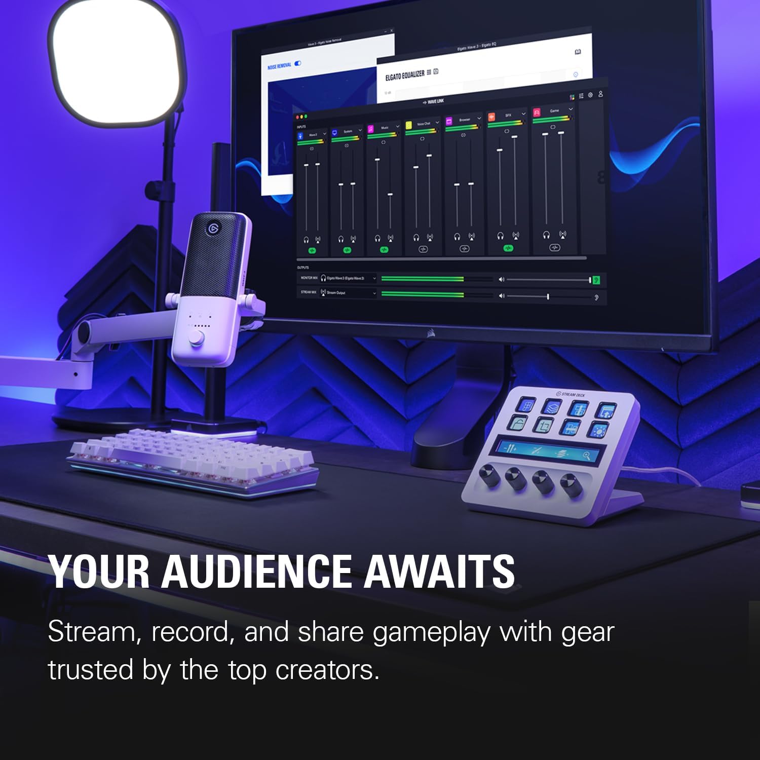 Amazon.com: Elgato Wave:3 White with Mic Arm Low Profile, Fully