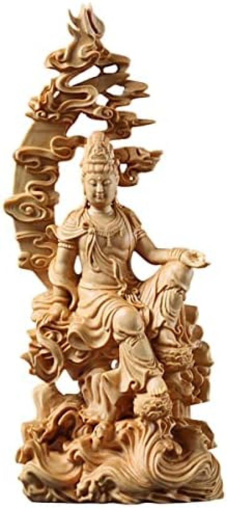 修縁堂】極上品 木彫仏像 水月自在観音菩薩立像 彫刻 仏教工芸 ご利益