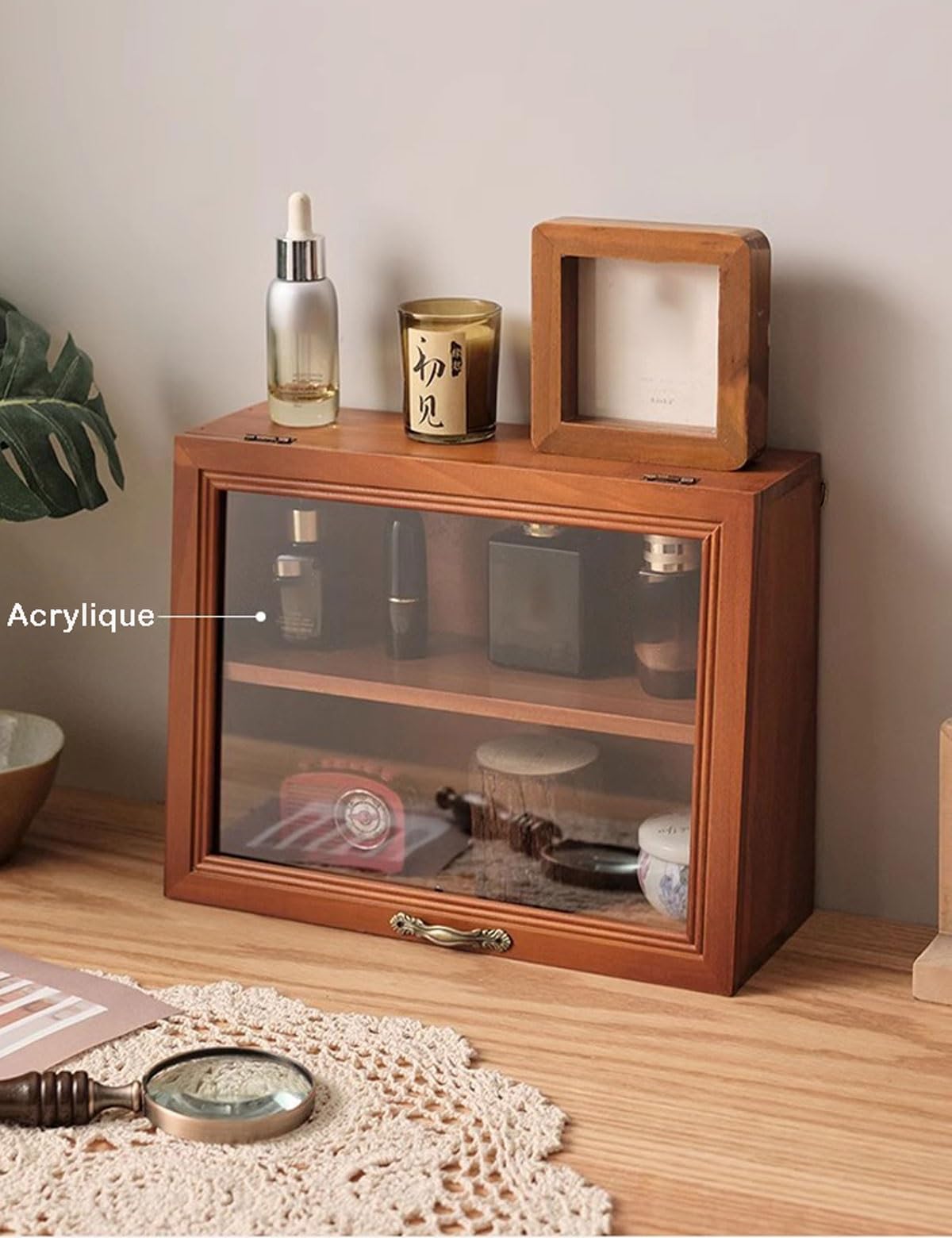 書斎 アンティーク家具 木製ガラス扉付きキャビネット Amazon｜木製