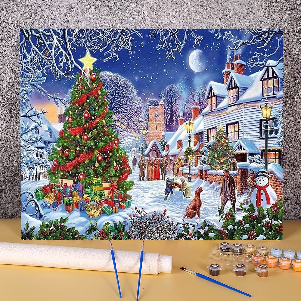 アメリカで購入】クリスマスの風景画 サイズ81cm✕61cm アメリカで購入