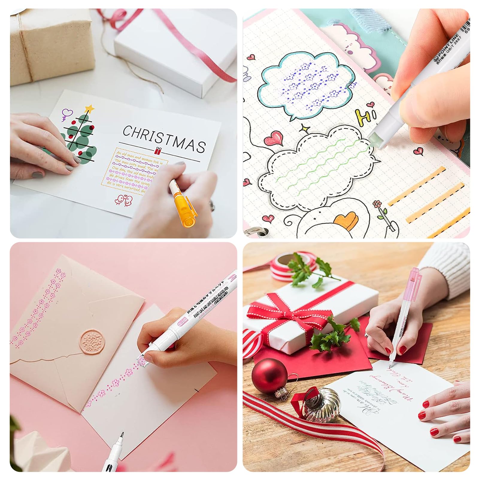 Amazon.co.jp: 8色、6種類 カーブペン 水性ペン デュアルチップペン