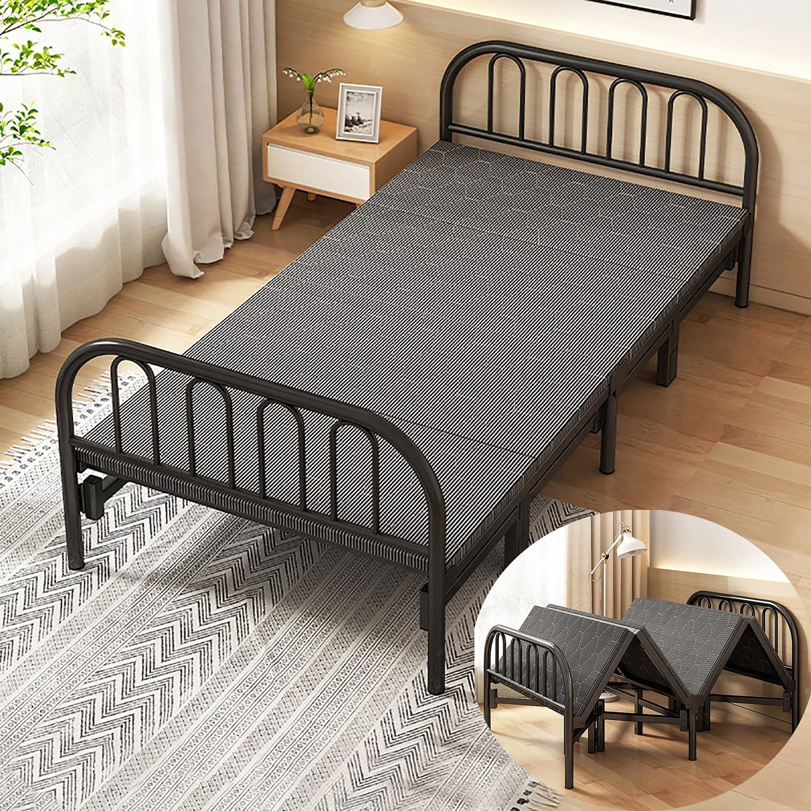 パイプベッド 折りたたみベッド シングル 組立簡単 ベッド シングル