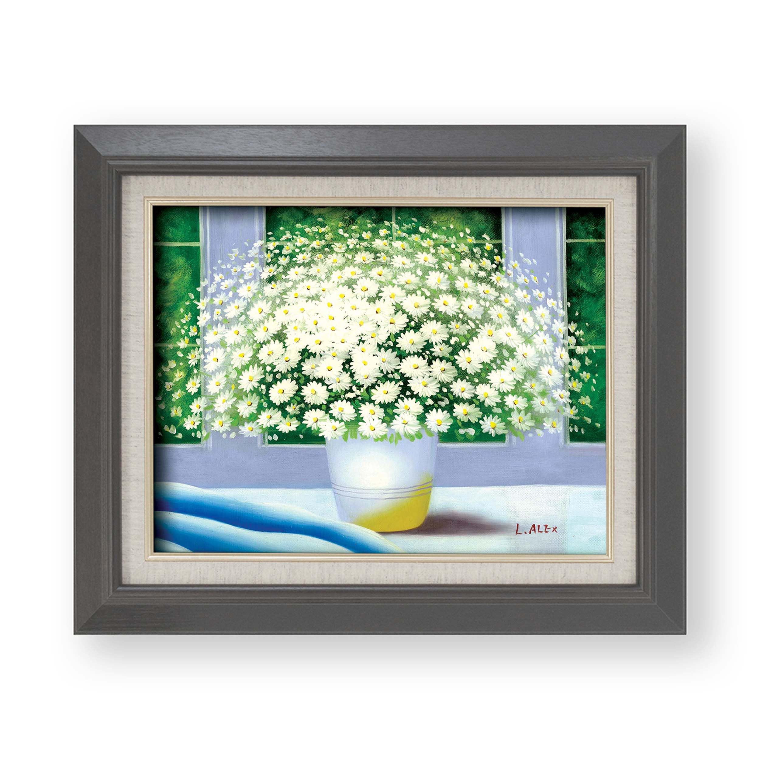 絵画 インテリア 絵 額付(白) 油絵 uF6-112502 花 絵画 インテリア 絵