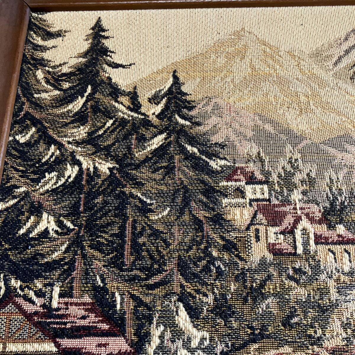 ゴブラン織壁掛けインテリアレトロ額付き風景画