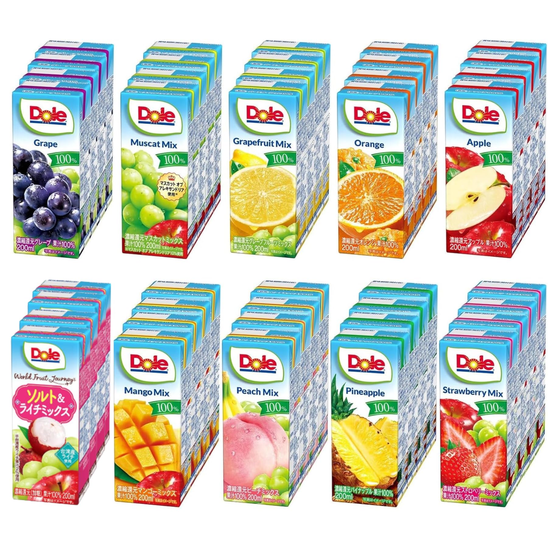 Amazon.co.jp: ドール 100% フルーツ 紙パック｜40本セット（200ml×10