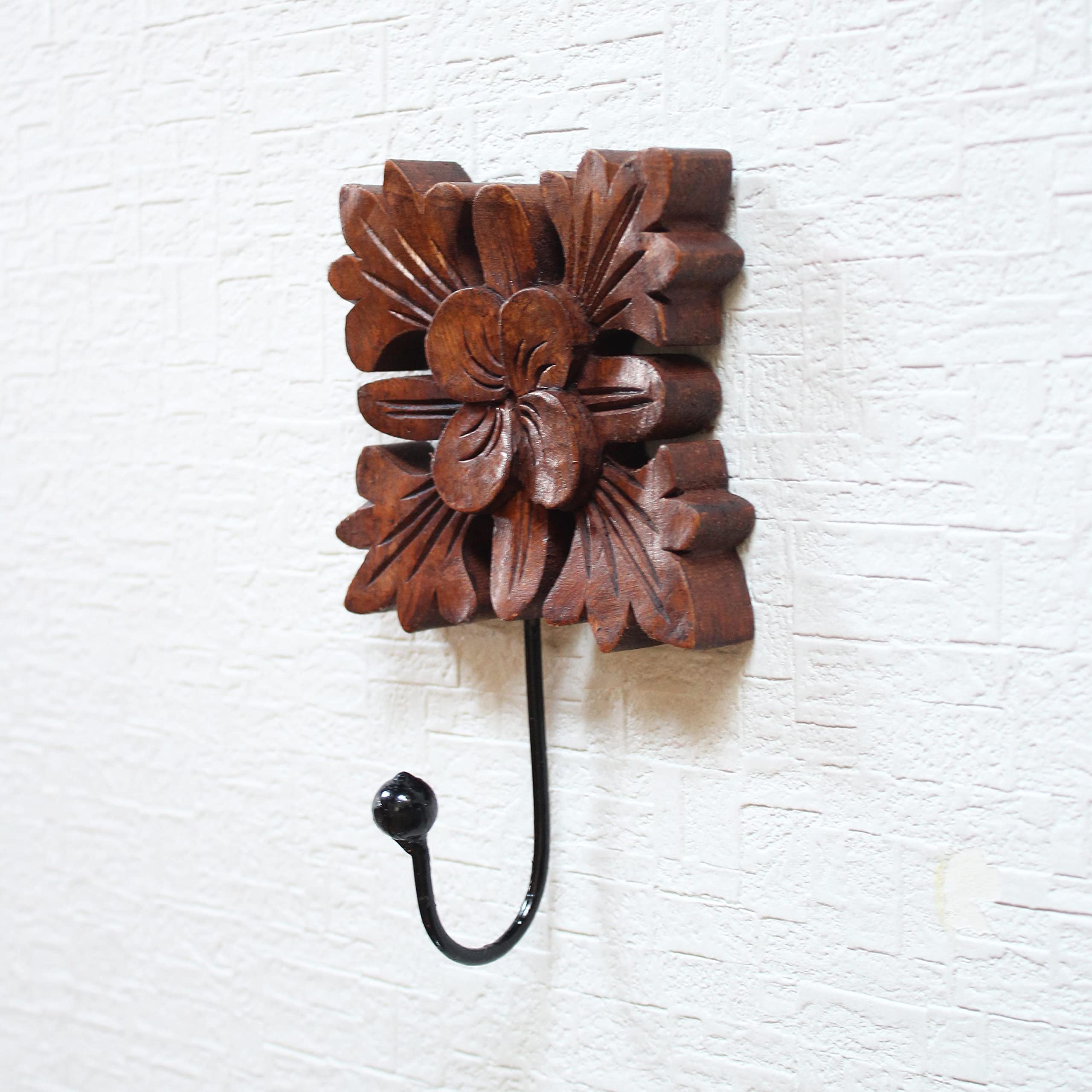 一点もの木彫り木製ぶどうハンガー掛け帽子掛けインテリア