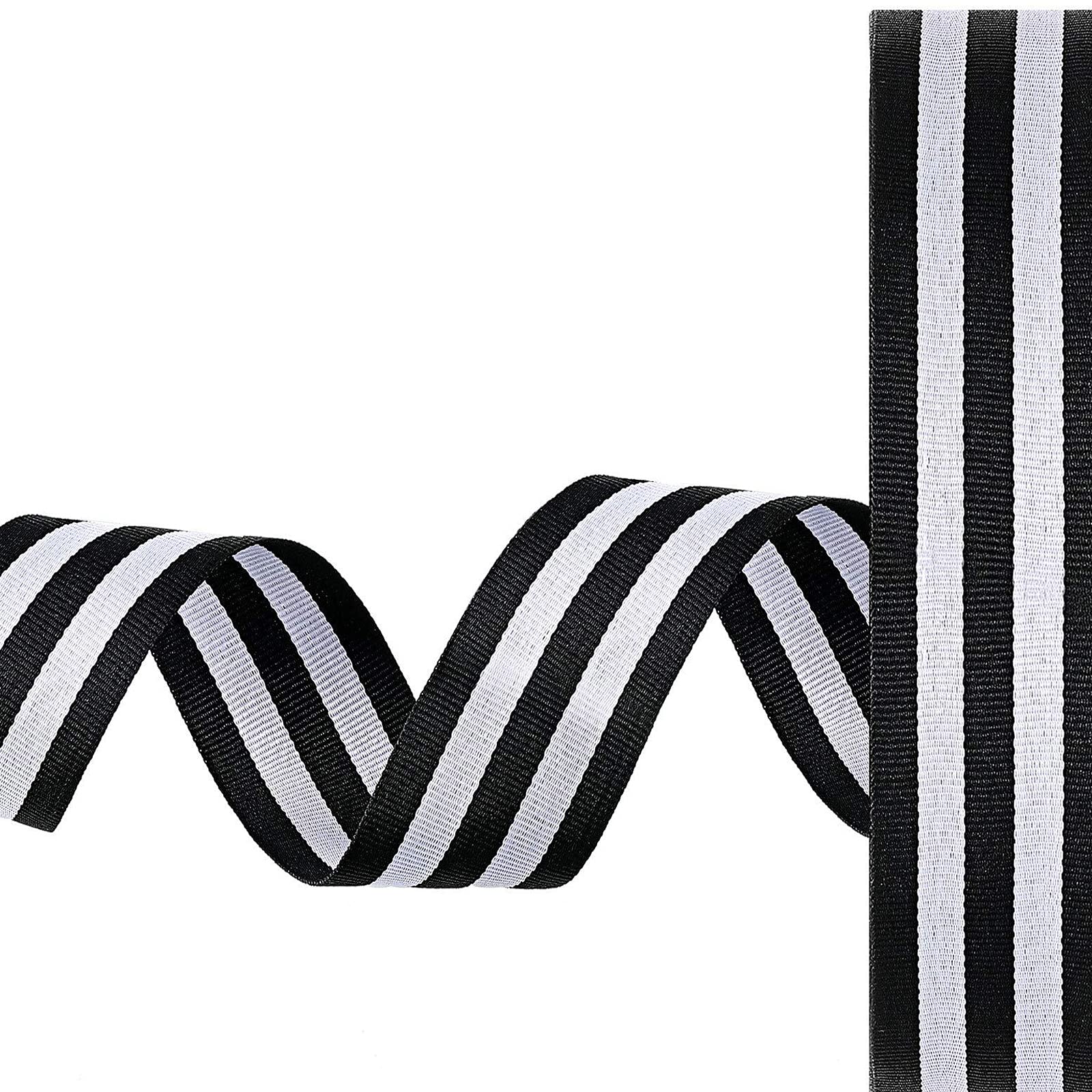 Amazon.co.jp: リボン 工芸品用 白黒 ストライプリボン 生地グログラン