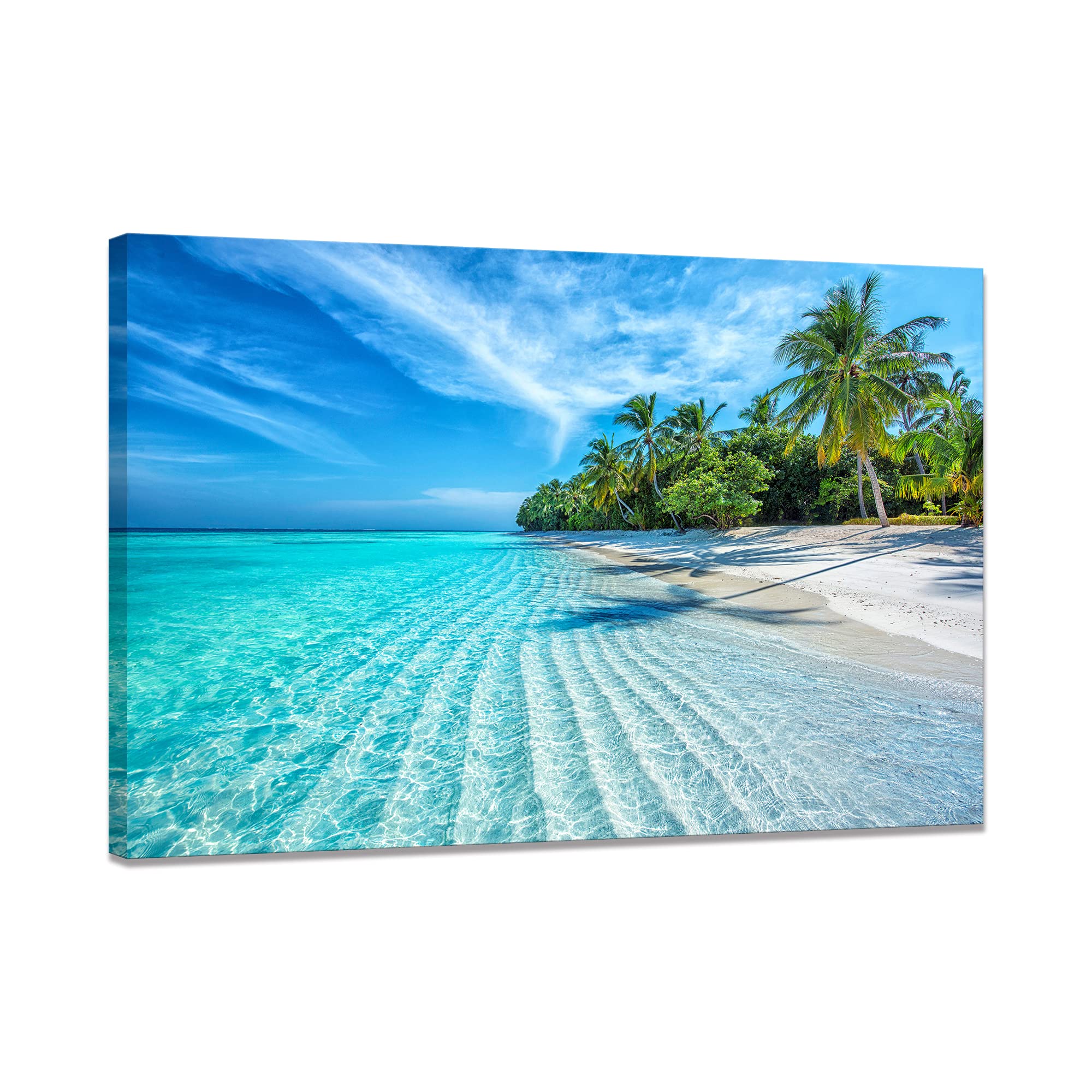 海の風景 油彩画 大きめ 白フレーム付き ジャンピエール 海の風景 油彩