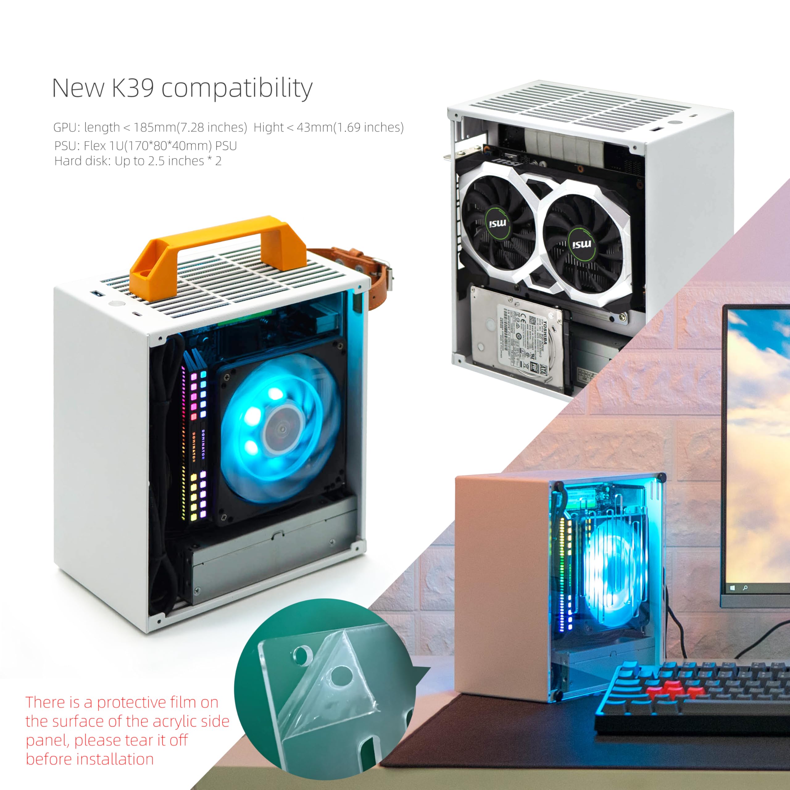 Amazon | SGPC ITX Miniケース - K39 (スチール) / ハンドル2つ付き