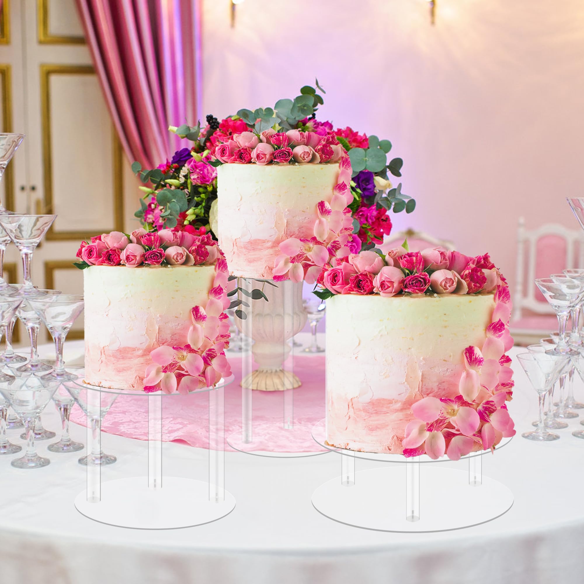 Amazon｜Jusalpha 3段大型アクリルガラスラウンドウエディングケーキ
