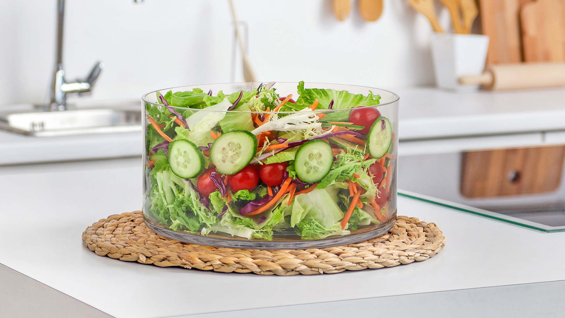 Amazon.com | MDLUU Large Glass Salad Bowl,156 Fl Oz, Glass Fruit