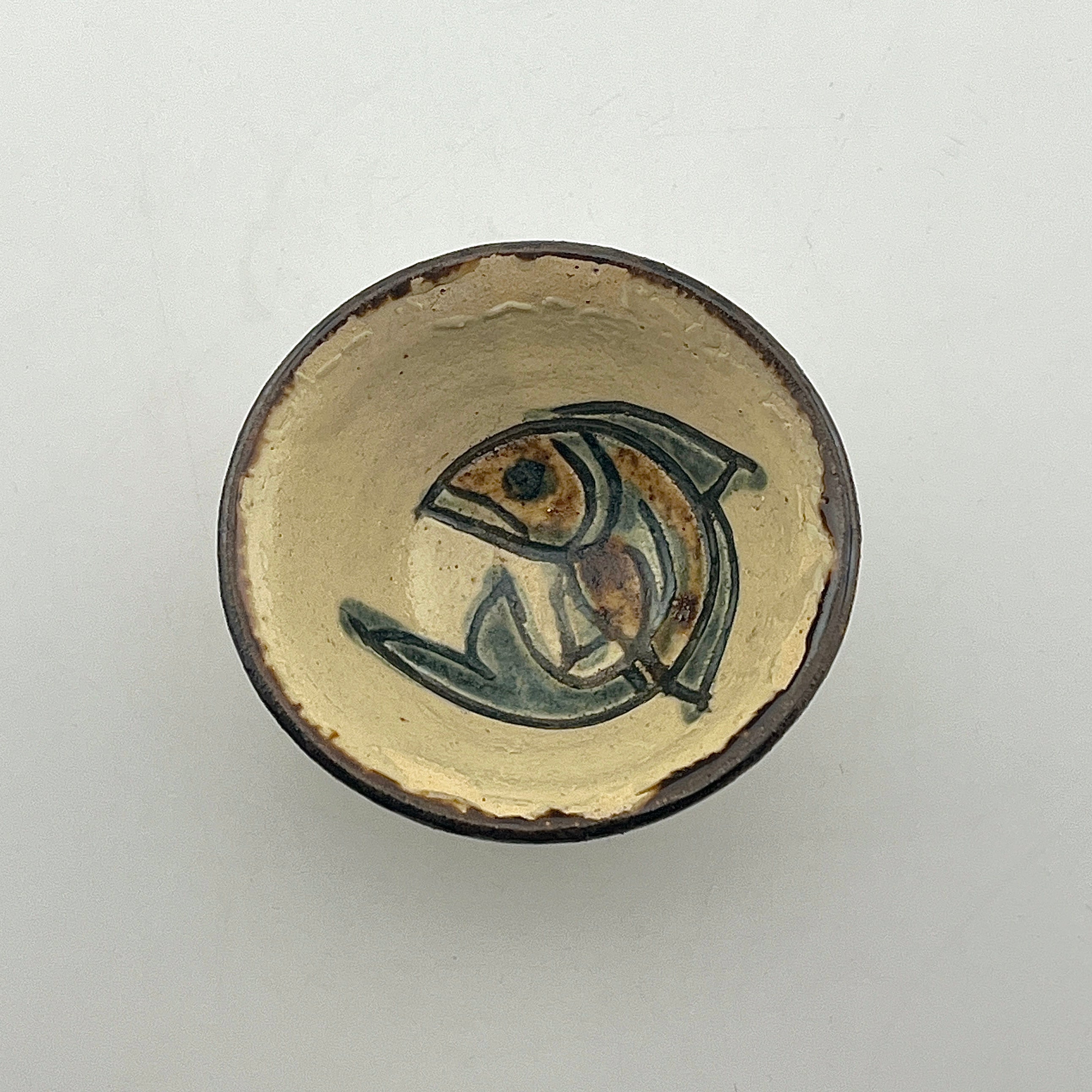 壺屋焼 人間国宝 金城次郎 作 飴釉双魚文水滴 壺屋焼 人間