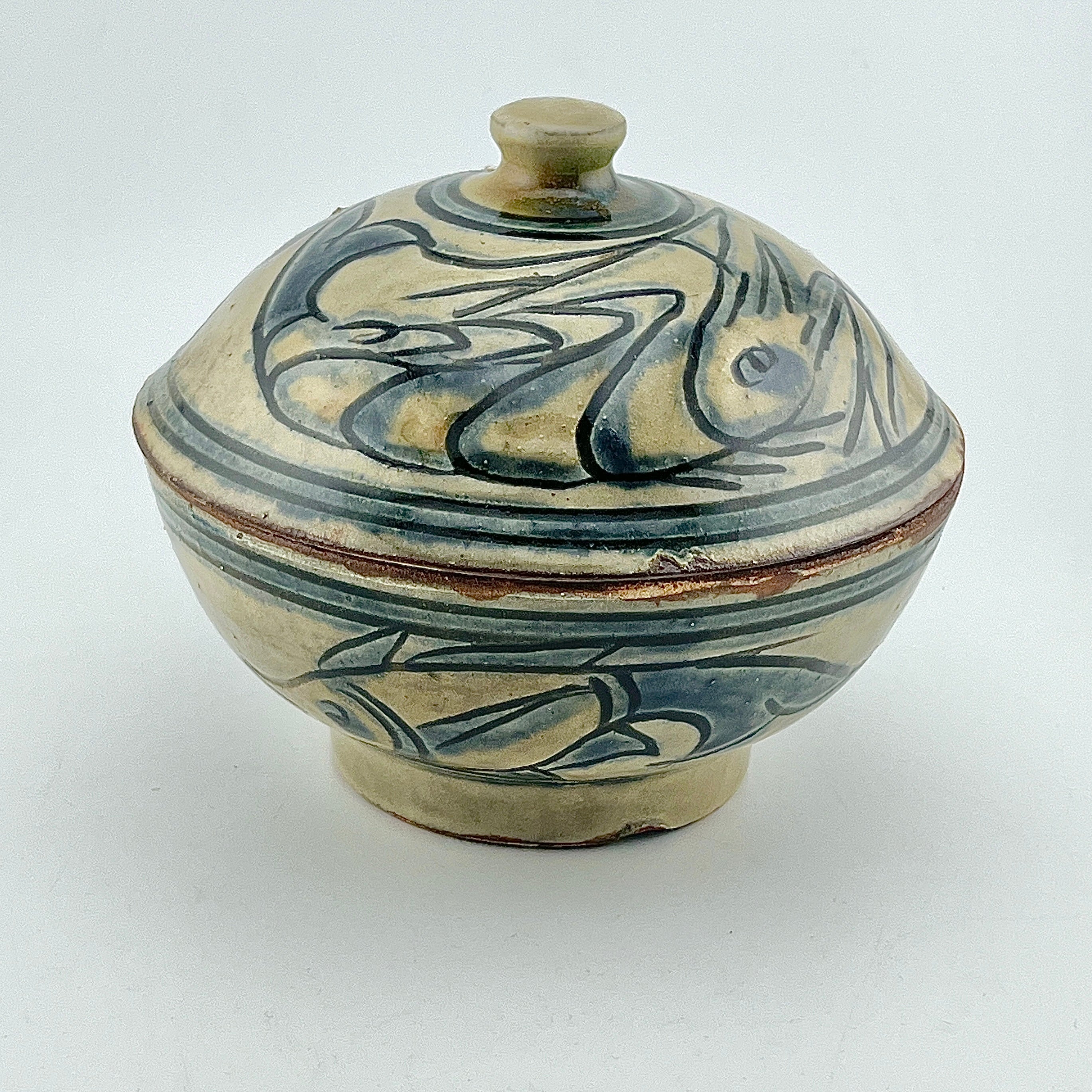 本物保証】金城次郎 壷屋焼 ぐい呑 共箱 栞 人間国宝 壺屋焼 魚紋