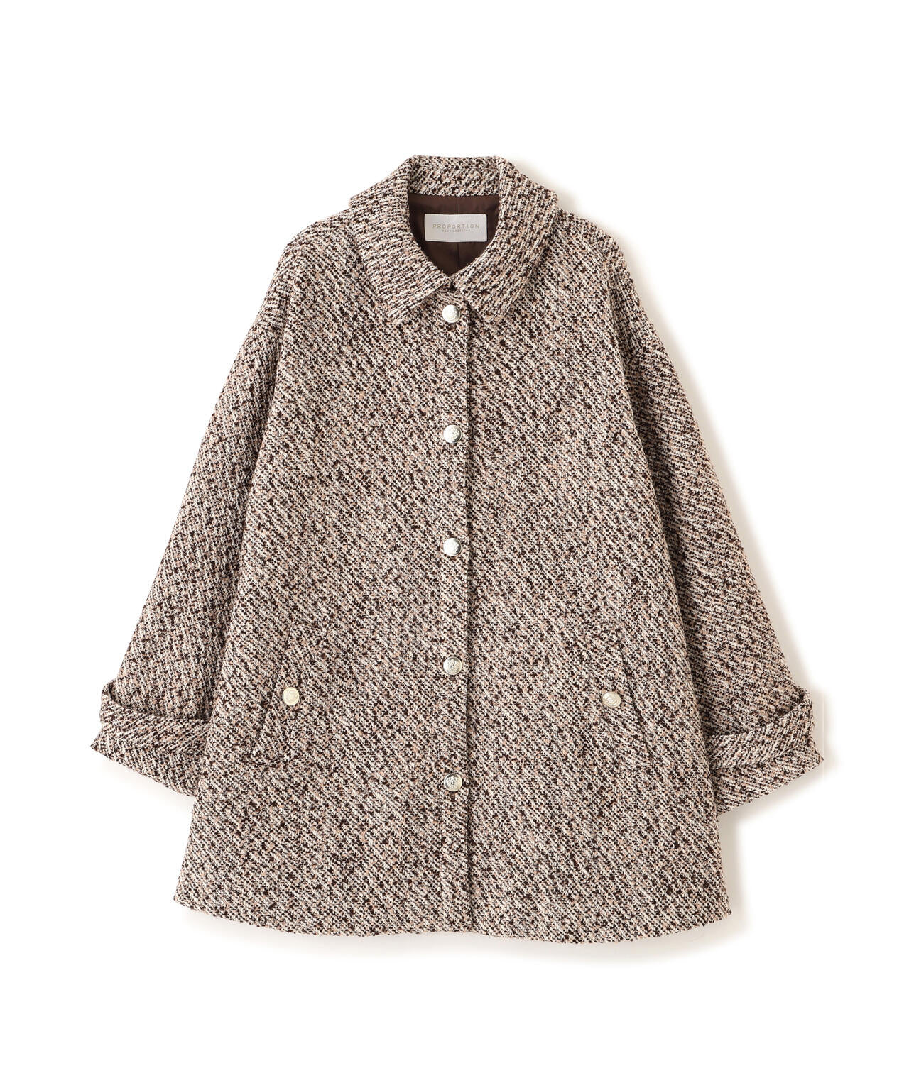 青島心さん着用】金ボタン付きツイードミドルジャケット | PROPORTION