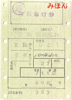 ☆ マルス券①X型・W型券