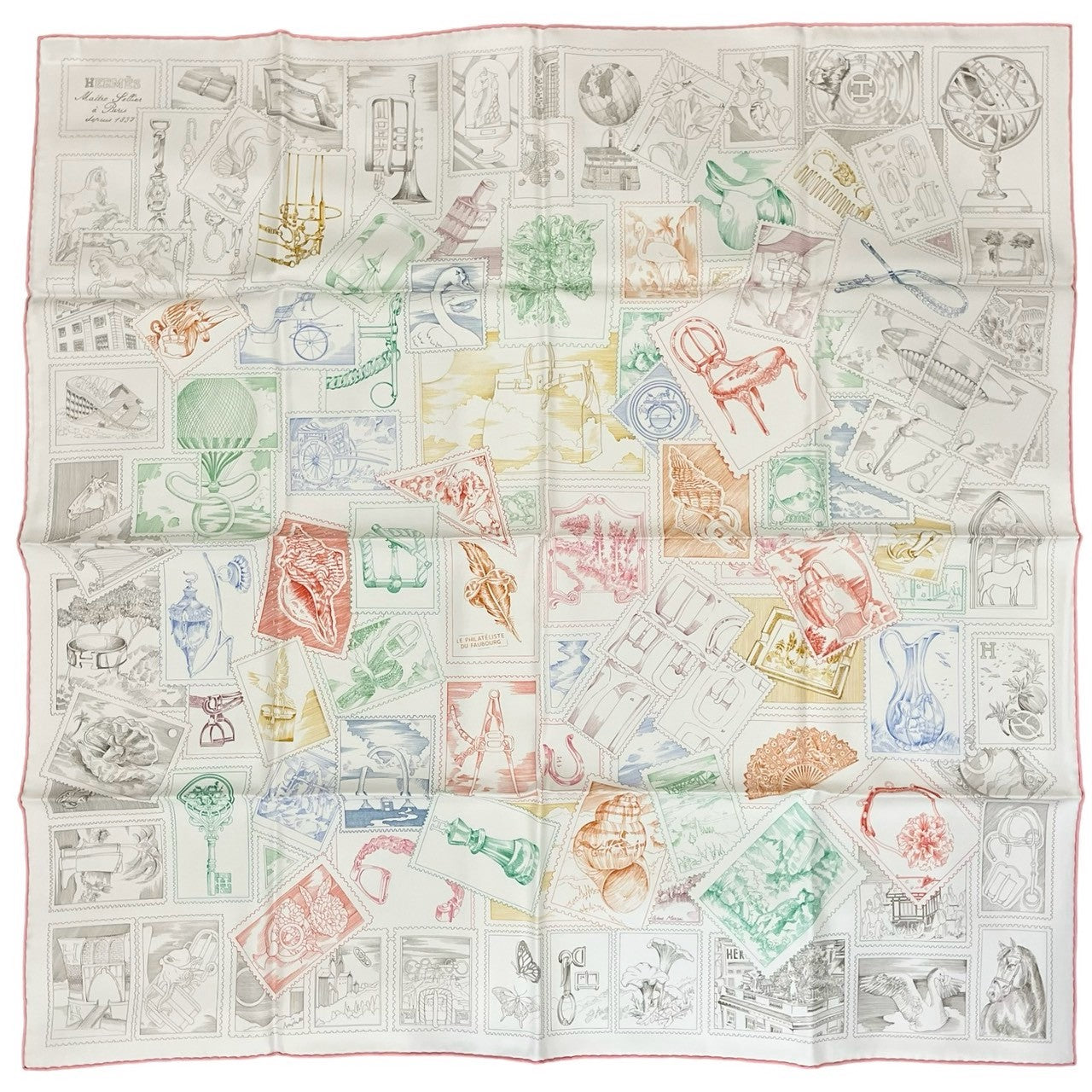 新品未使用】 Hermes エルメス カレ 90 《フォーブルの切手愛好家