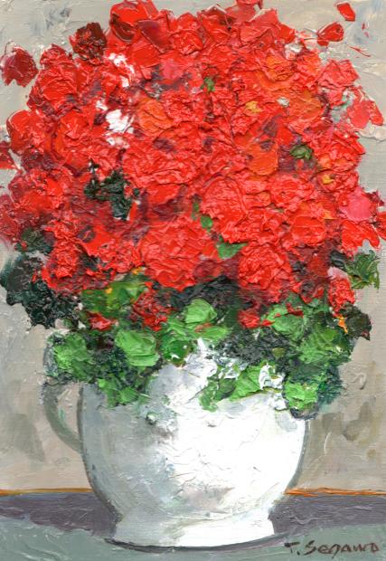 油絵 よっこ まるまるとした大きいお花 油絵 よっこ まるまるとした