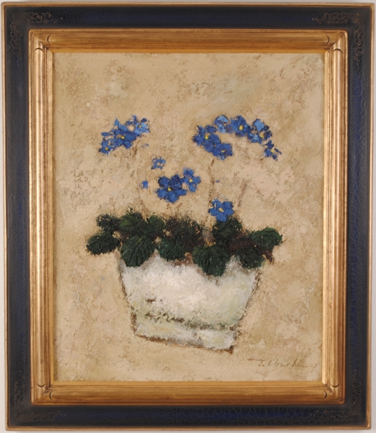 油絵の絵画で小口卓也が描いた花の絵の油絵「セントポーリア」をご購入