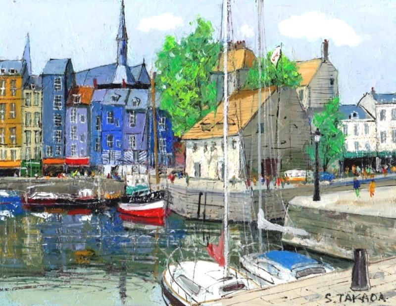 絵画油絵オンフルール（フランス）【肉筆】【油絵】【外国の風景】