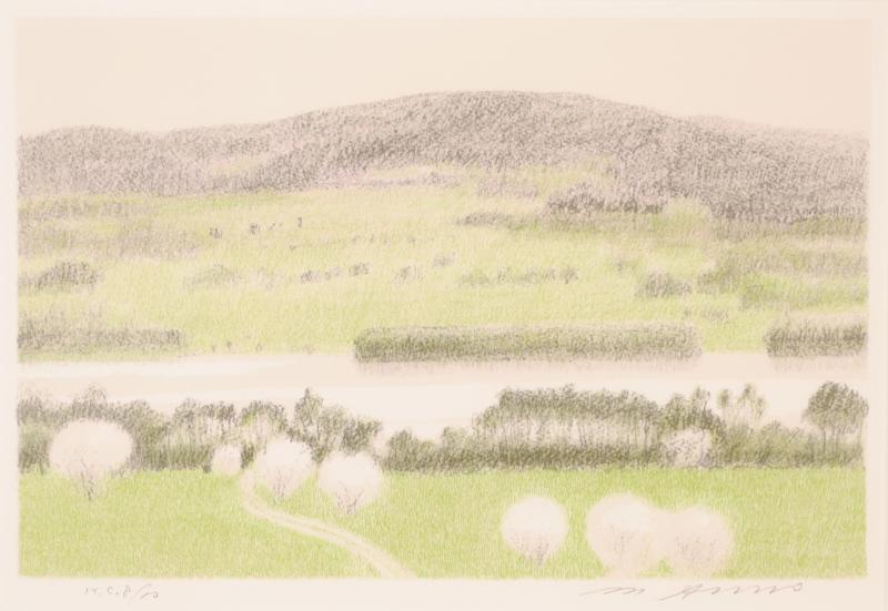 希少 サイン入り安野光雅版画『風景と出会い』コルチナダンペッツォの