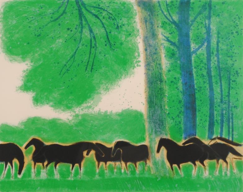 アンドレ・ブラジリエがリトグラフの版画で制作した馬の絵画「王の馬