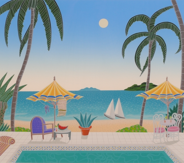 トーマス・マックナイトがシルクスクリーンの版画で制作した海の絵画