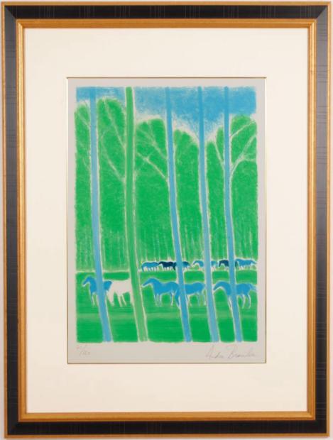 リトグラフ ブラジリエ バラに想いをよせる婦人 117/120 直筆サイン