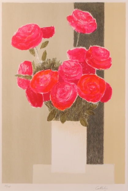 花の絵画をリトグラフの版画で制作したベルナール・カトランの花の絵