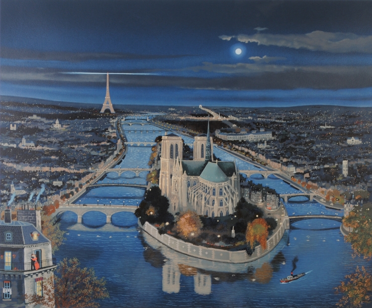 ミッシェル・ドラクロワ真作 「サンジャック通り」 2005年 シルク