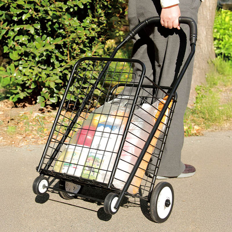 ショッピングカート 折りたたみ 4輪 ワイヤーカート K-44 ブラック