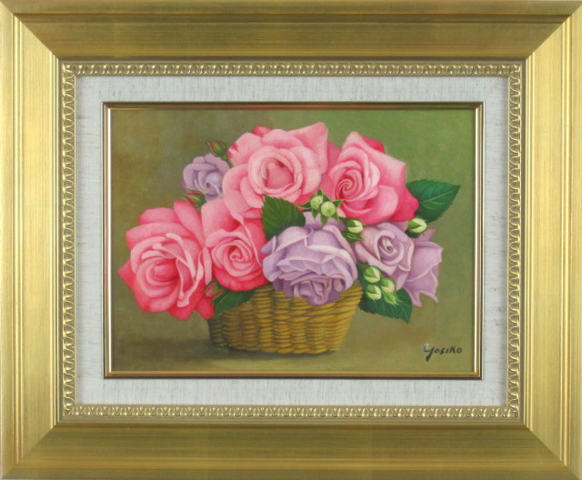 油絵、F4号額入り、薔薇の花 油絵、F4号額入り、薔薇の花 油絵、F4号