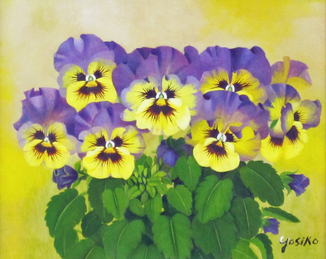 絵画 油絵 原画 一点物 アート 花 パンジー 可憐 SM 絵画 油絵 原画