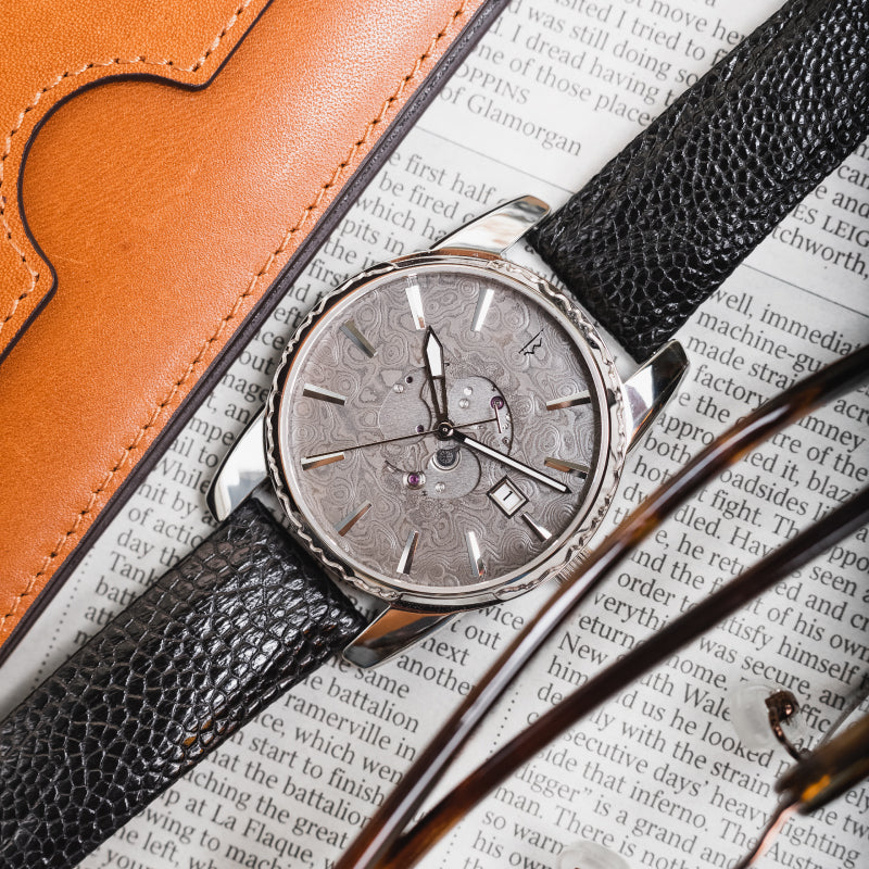 Damascus watch SAMURAI -black- - MUSHA Made In Japan