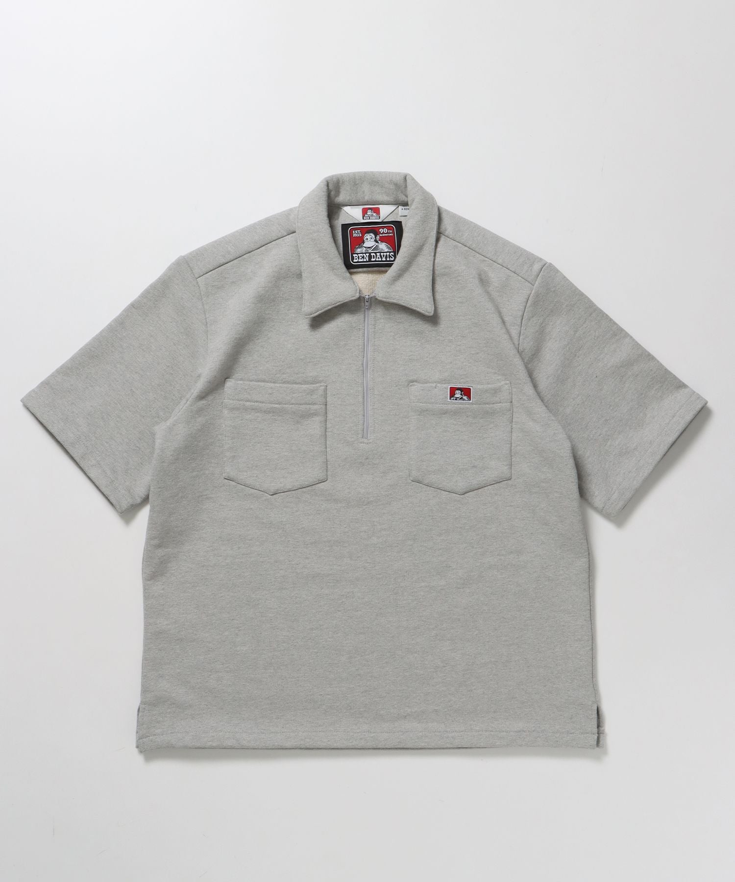 BEN DAVIS（ベンデイビス）】90TH H.SWEAT S/S 1/2 ZIP SHIRT