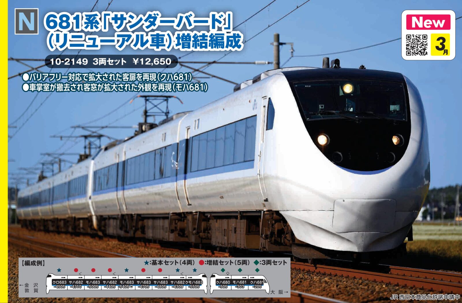 KATO 681系 サンダーバード リニューアル塗装 加工品 3両増結セット