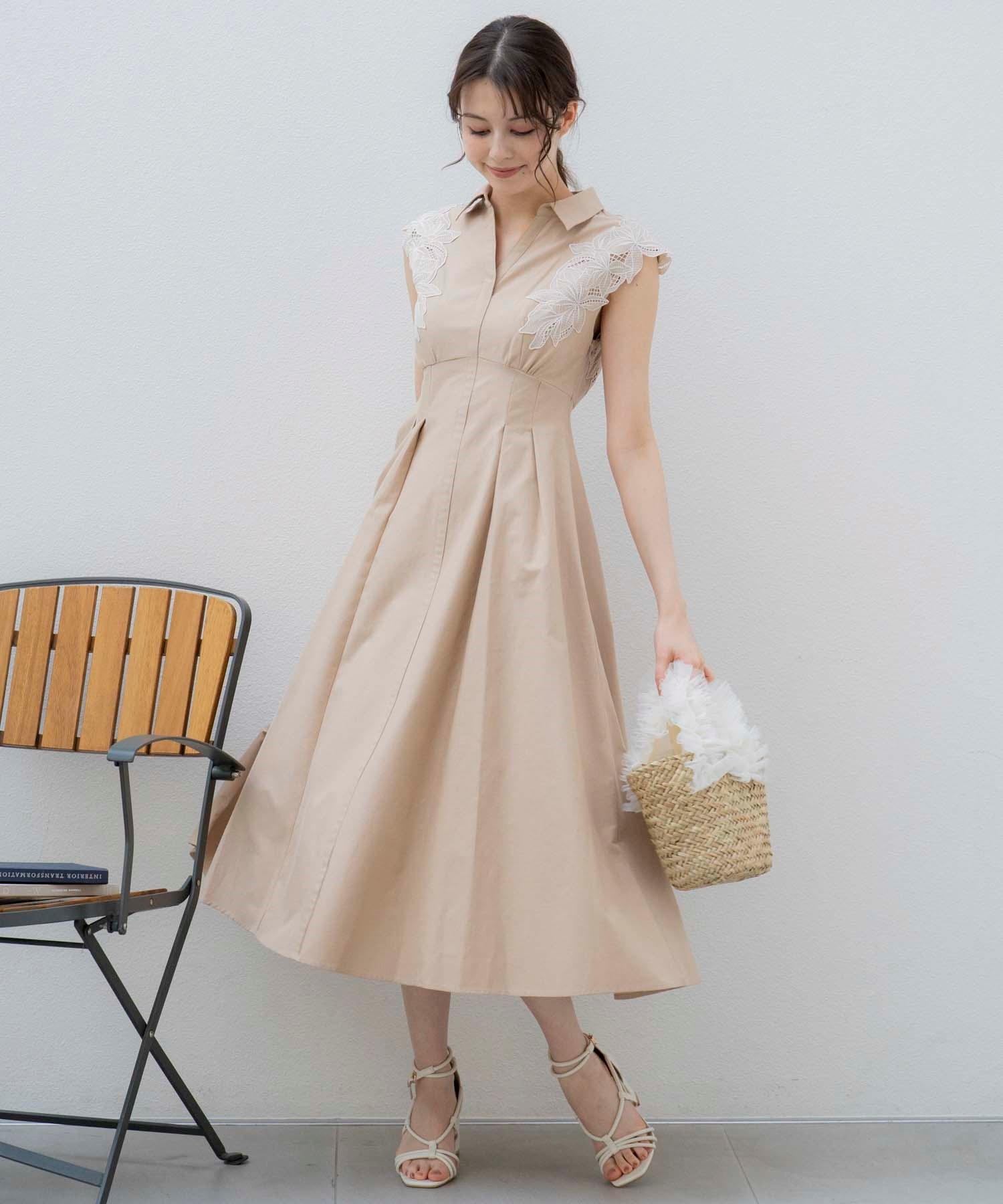 15周年】【SSサイズあり】エンブロイダリーストライプワンピ | ロング