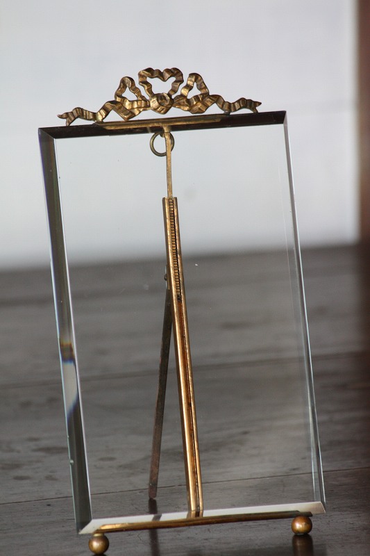 フランス アンティーク ガラス装飾のフォトスタンド 額縁 写真立て