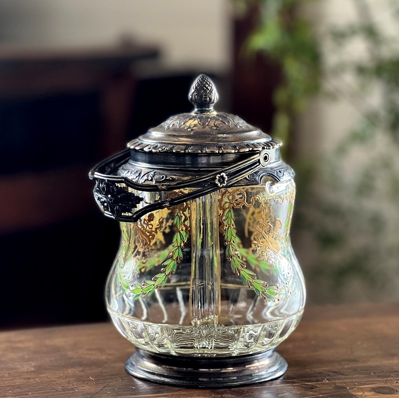 H63 オールド バカラ ジャポニズム 壷 エナメル クリスタルガラス H63