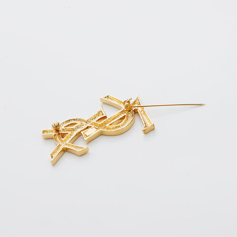 YVES SAINT LAURENT YSL logo Brooch gold WS8865 – NUIR VINTAGE