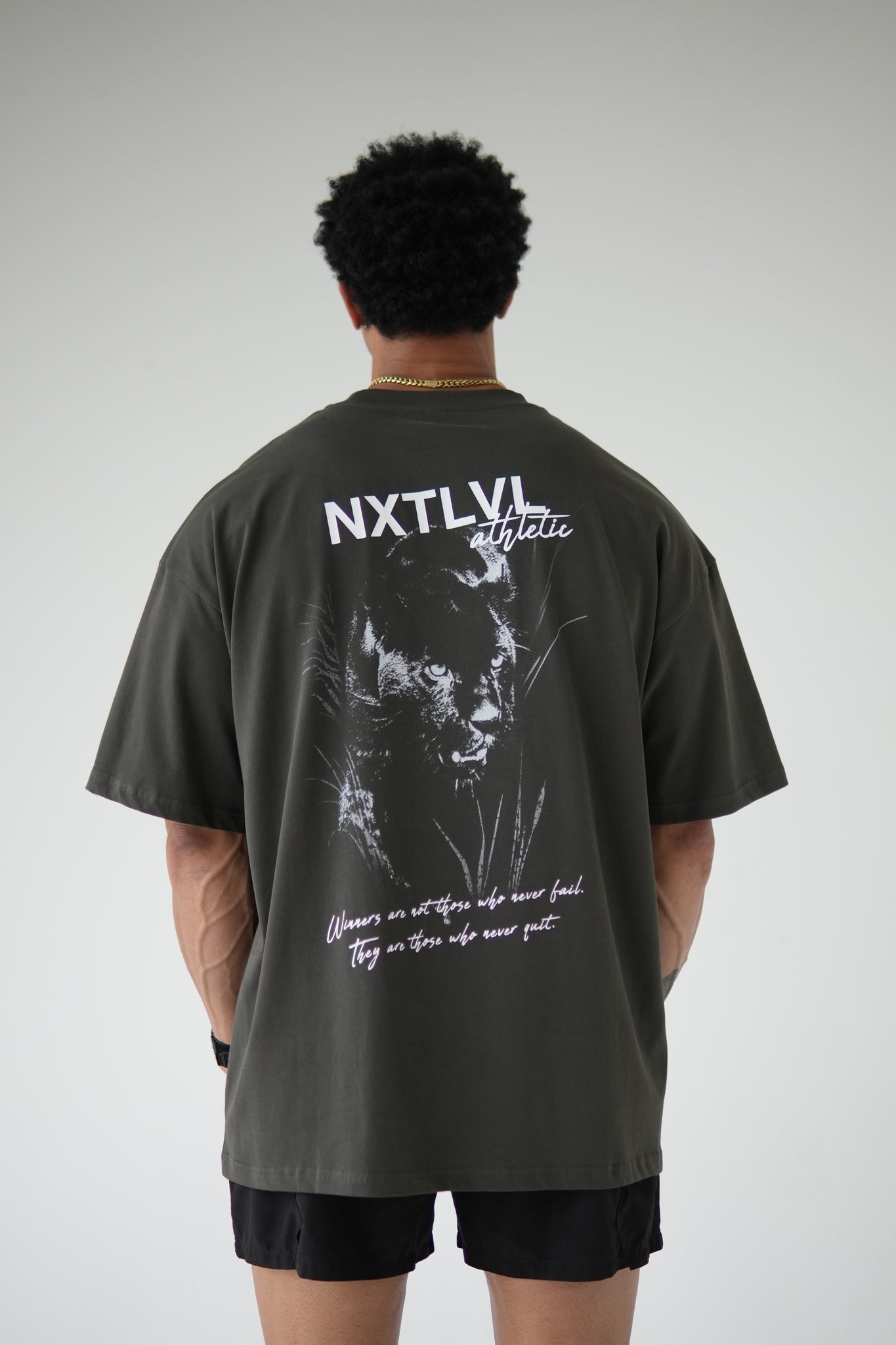 Oversized Members Only Tee - Grey-Green – NXTLVL