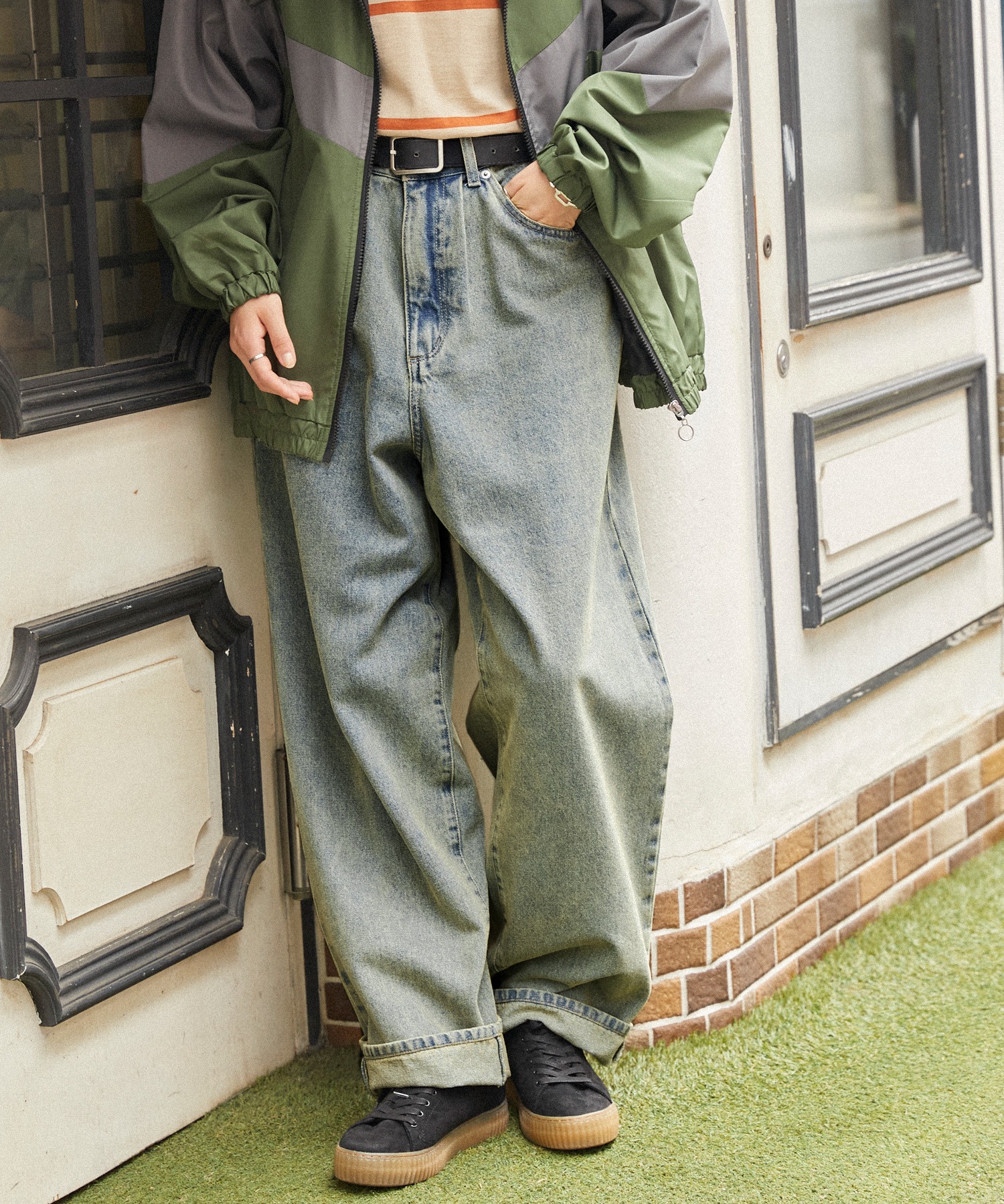 ヴィンテージライクオーバーダイワイドデニムパンツ MONO-MART│MONO